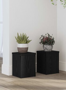 VidaXL Plantenstandaard 2 pcs Zwart Eiken 15 x 15 x 20 cm Bewerkt hout