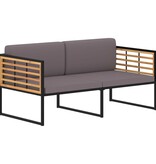 VidaXL Tuinbank met kussens 136 cm massief acaciahout donkergrijs