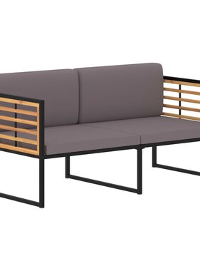 VidaXL Tuinbank met kussens 136 cm massief acaciahout donkergrijs