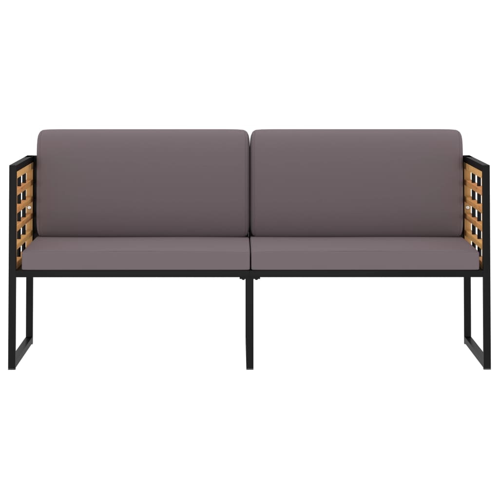 VidaXL Tuinbank met kussens 136 cm massief acaciahout donkergrijs