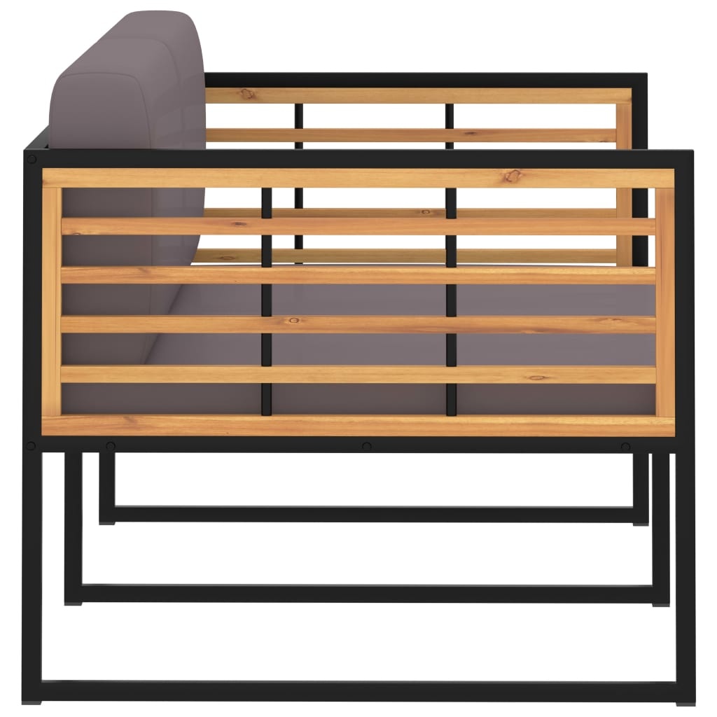 VidaXL Tuinbank met kussens 136 cm massief acaciahout donkergrijs