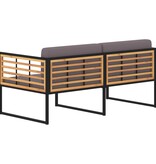 VidaXL Tuinbank met kussens 136 cm massief acaciahout donkergrijs