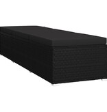 VidaXL Tuin zonligstoelen met kussen 3 pcs Zwart Poly riet