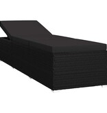 VidaXL Tuin zonligstoelen met kussen 3 pcs Zwart Poly riet