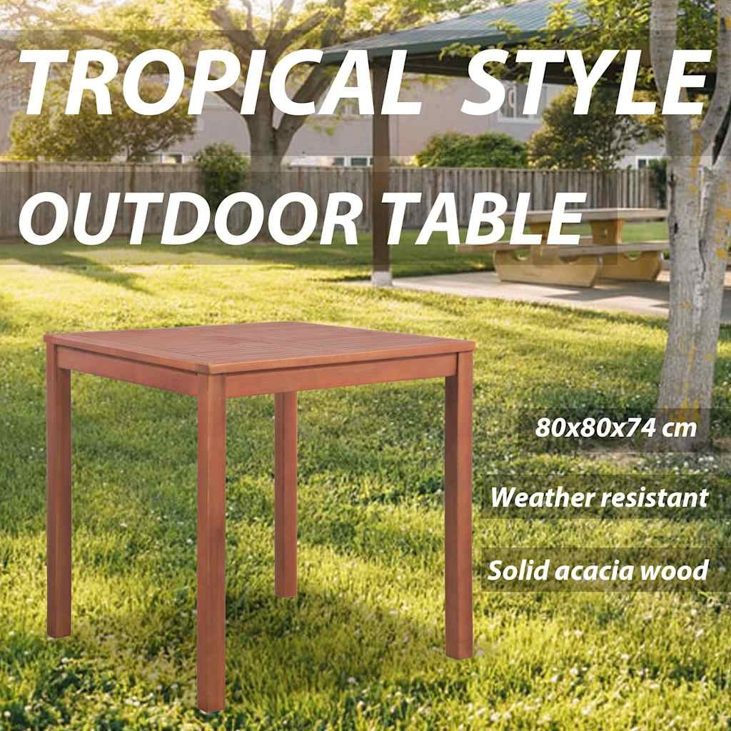 VidaXL Tuinstafel Bruin 80 x 80 x 74 cm Massief acaciahout