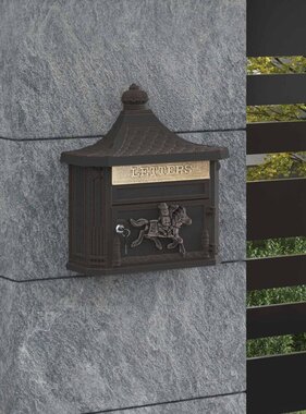 VidaXL Wandgemonteerde brievenbus met opslag Brons 40,5 x 15,5 x 44 cm