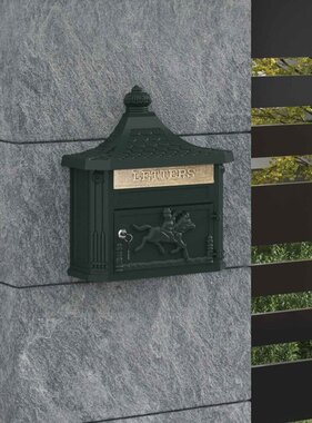VidaXL Wandgemonteerde brievenbus met opslag Groen 40,5 x 15,5 x 44 cm