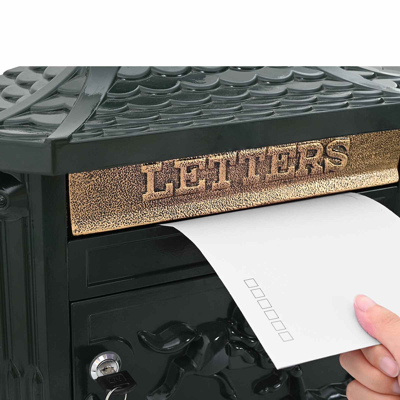 VidaXL Wandgemonteerde brievenbus met opslag Groen 40,5 x 15,5 x 44 cm