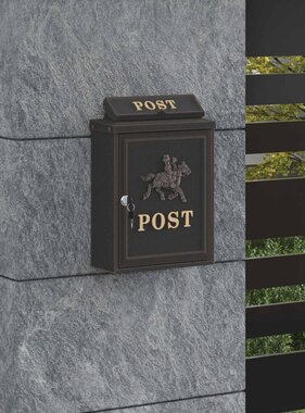 VidaXL Wandgemonteerde brievenbus met opslag Brons 29 x 13 x 41 cm