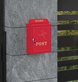 VidaXL Wandgemonteerde brievenbus met opslag Rood 29 x 13 x 41 cm