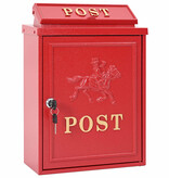 VidaXL Wandgemonteerde brievenbus met opslag Rood 29 x 13 x 41 cm