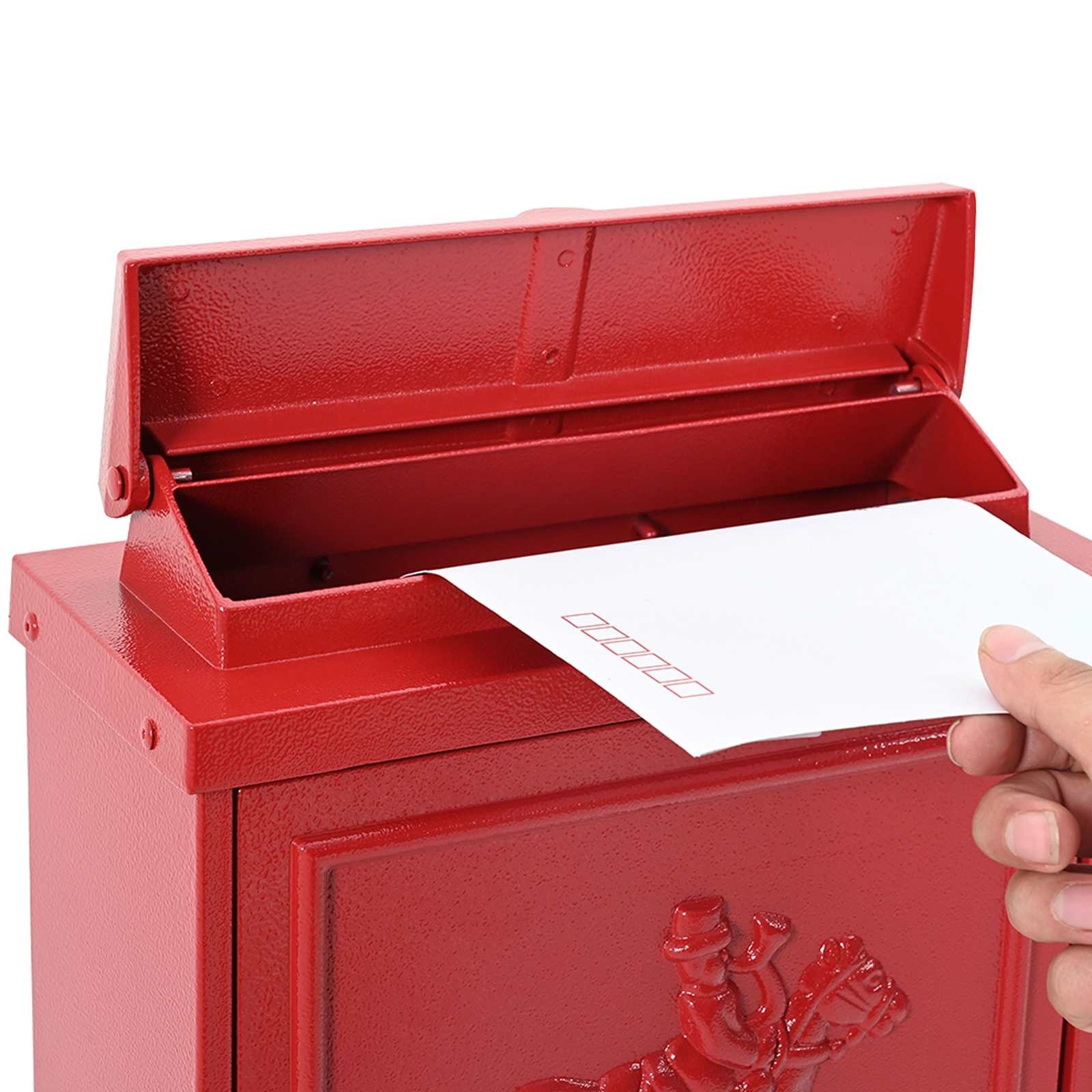 VidaXL Wandgemonteerde brievenbus met opslag Rood 29 x 13 x 41 cm