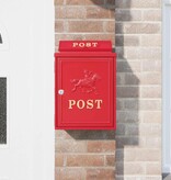 VidaXL Wandgemonteerde brievenbus met opslag Rood 29 x 13 x 41 cm