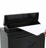 VidaXL Wandgemonteerde brievenbus met opslag Zwart 29 x 13 x 41 cm