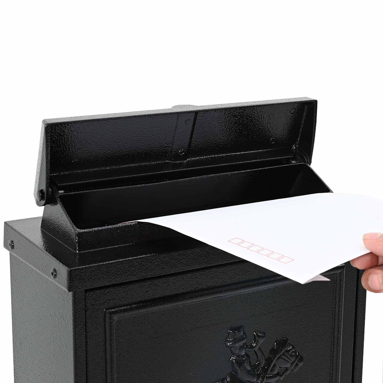 VidaXL Wandgemonteerde brievenbus met opslag Zwart 29 x 13 x 41 cm