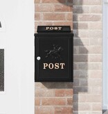 VidaXL Wandgemonteerde brievenbus met opslag Zwart 29 x 13 x 41 cm