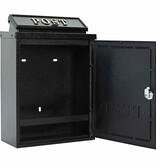 VidaXL Wandgemonteerde brievenbus met opslag Zwart 29 x 13 x 41 cm