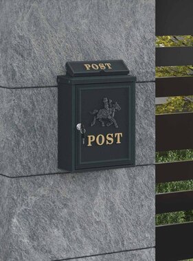 VidaXL Wandgemonteerde brievenbus met opslag Groen 29 x 13 x 41 cm