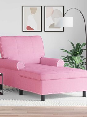 VidaXL Chaise Lounge met kussen Roze 91 x 157 x 91 cm Stof