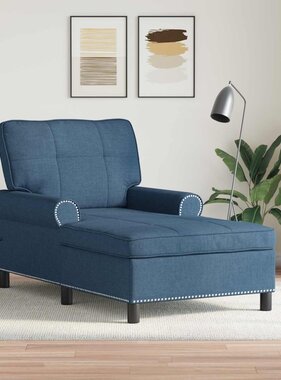 VidaXL Chaise Lounge met kussen Blauw 91 x 157 x 91 cm Stof
