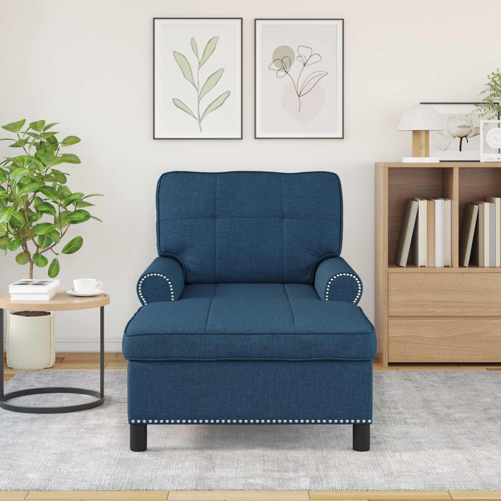 VidaXL Chaise Lounge met kussen Blauw 91 x 157 x 91 cm Stof