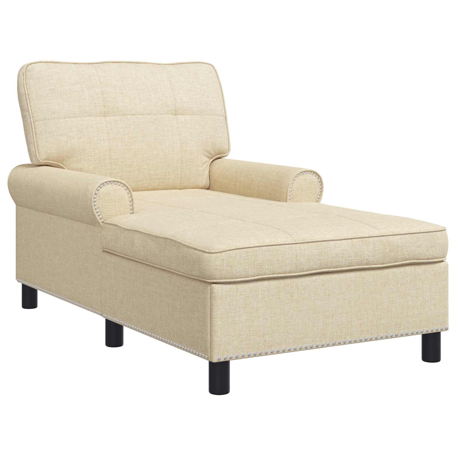 VidaXL Chaise Lounge met kussen Crème 91 x 157 x 91 cm Stof