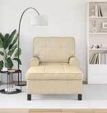 VidaXL Chaise Lounge met kussen Crème 91 x 157 x 91 cm Stof
