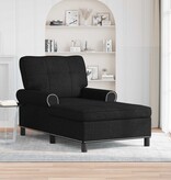 VidaXL Chaise Lounge met kussen Zwart 91 x 157 x 91 cm Stof