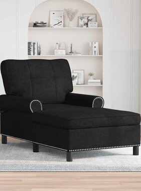 VidaXL Chaise Lounge met kussen Zwart 91 x 157 x 91 cm Stof