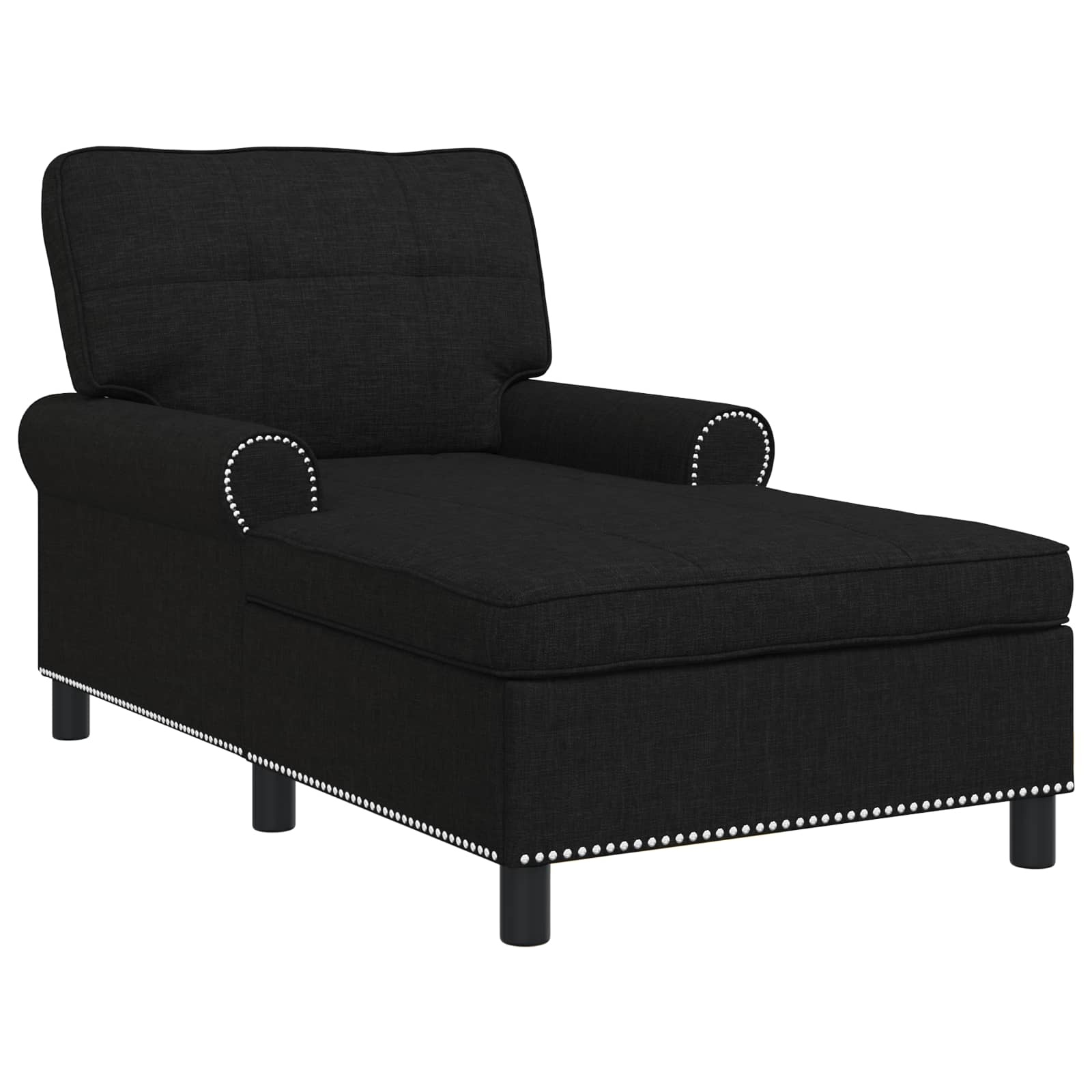 VidaXL Chaise Lounge met kussen Zwart 91 x 157 x 91 cm Stof