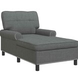 VidaXL Chaise Lounge met kussen Donkergrijs 91 x 157 x 91 cm Stof