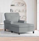 VidaXL Chaise Lounge met kussen Lichtgrijs 91 x 157 x 91 cm Stof