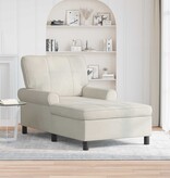 VidaXL Chaise Lounge met kussen Crème 91 x 157 x 91 cm Fluweel