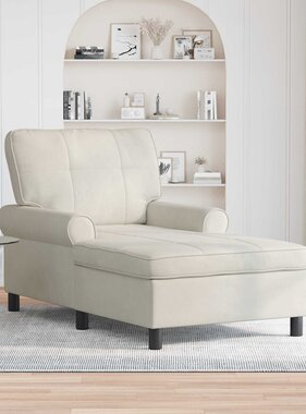 VidaXL Chaise Lounge met kussen Crème 91 x 157 x 91 cm Fluweel