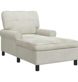 VidaXL Chaise Lounge met kussen Crème 91 x 157 x 91 cm Fluweel