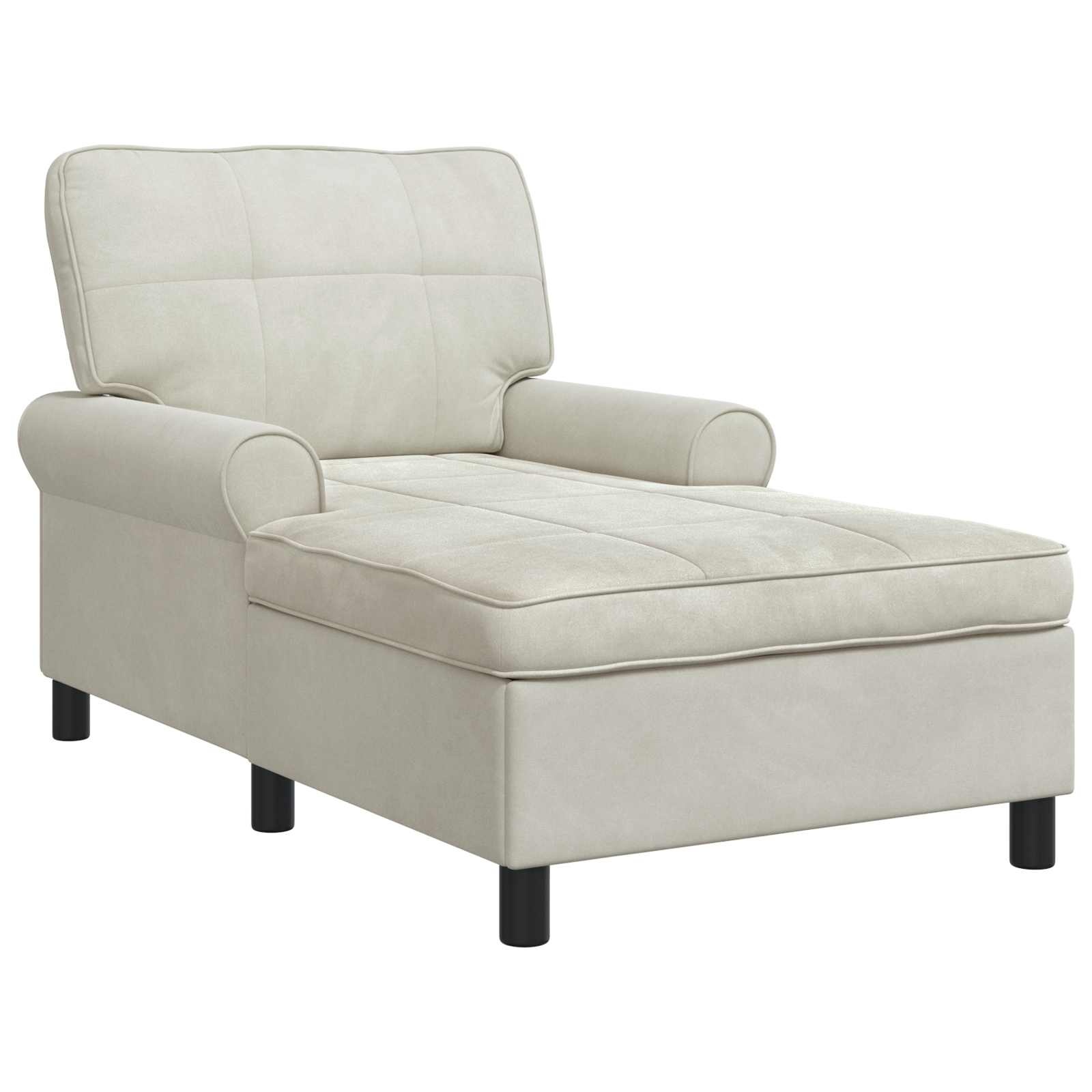 VidaXL Chaise Lounge met kussen Crème 91 x 157 x 91 cm Fluweel