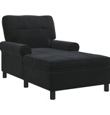 VidaXL Chaise Lounge met kussen Zwart 91 x 157 x 91 cm Fluweel