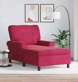 VidaXL Chaise Lounge met kussen Wijnrood 91 x 157 x 91 cm Fluweel