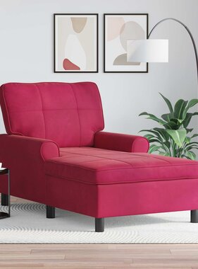 VidaXL Chaise Lounge met kussen Wijnrood 91 x 157 x 91 cm Fluweel