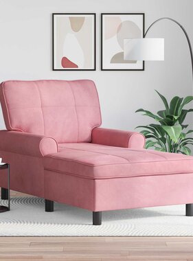 VidaXL Chaise Lounge met kussen Roze 91 x 157 x 91 cm Fluweel