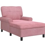 VidaXL Chaise Lounge met kussen Roze 91 x 157 x 91 cm Fluweel