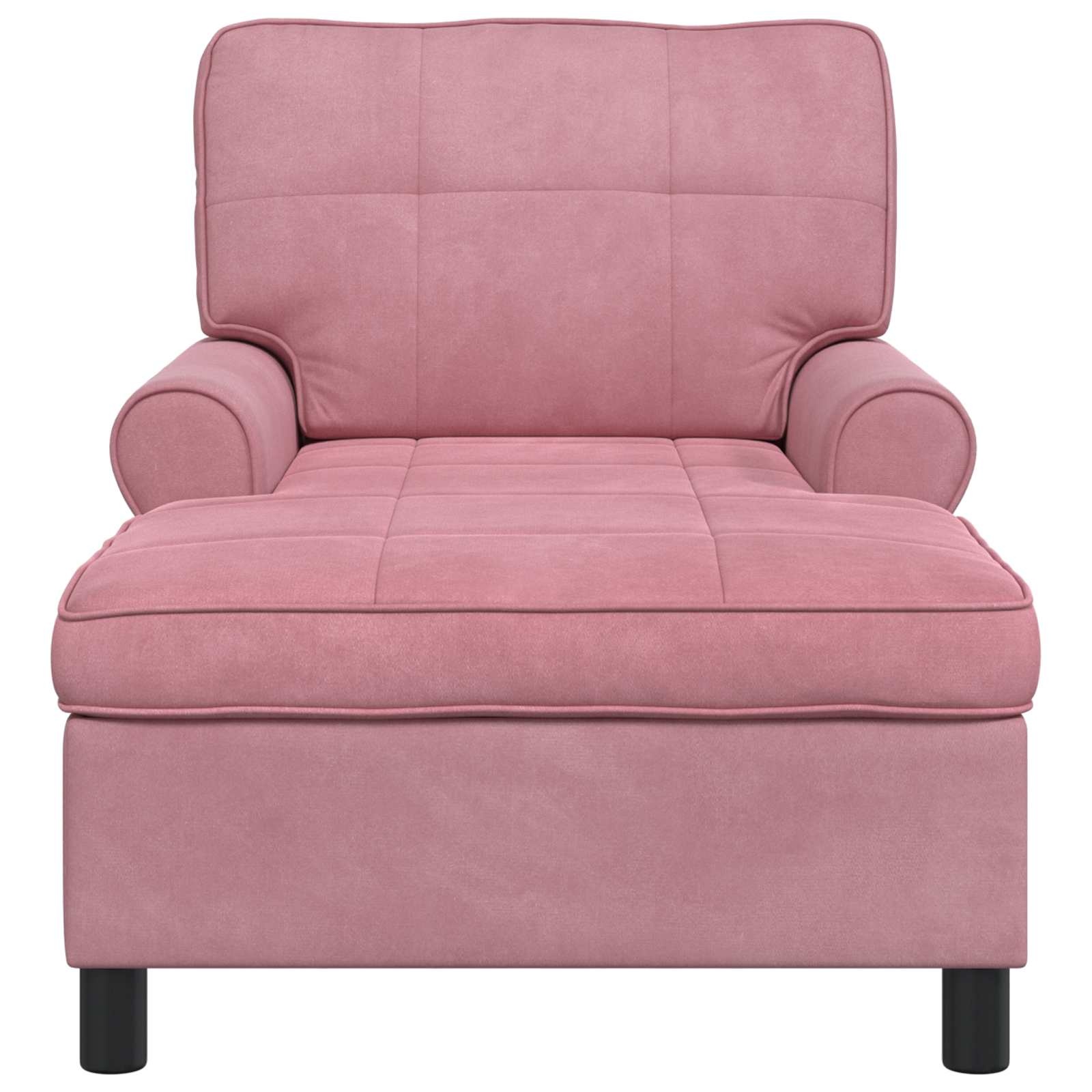 VidaXL Chaise Lounge met kussen Roze 91 x 157 x 91 cm Fluweel