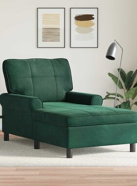 VidaXL Chaise Lounge met kussen Donkergroen 91 x 157 x 91 cm Fluweel