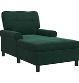 VidaXL Chaise Lounge met kussen Donkergroen 91 x 157 x 91 cm Fluweel
