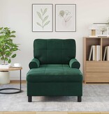 VidaXL Chaise Lounge met kussen Donkergroen 91 x 157 x 91 cm Fluweel