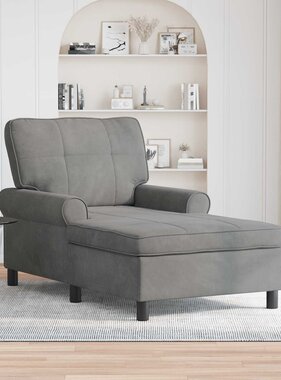VidaXL Chaise Lounge met kussen Donkergrijs 91 x 157 x 91 cm Fluweel