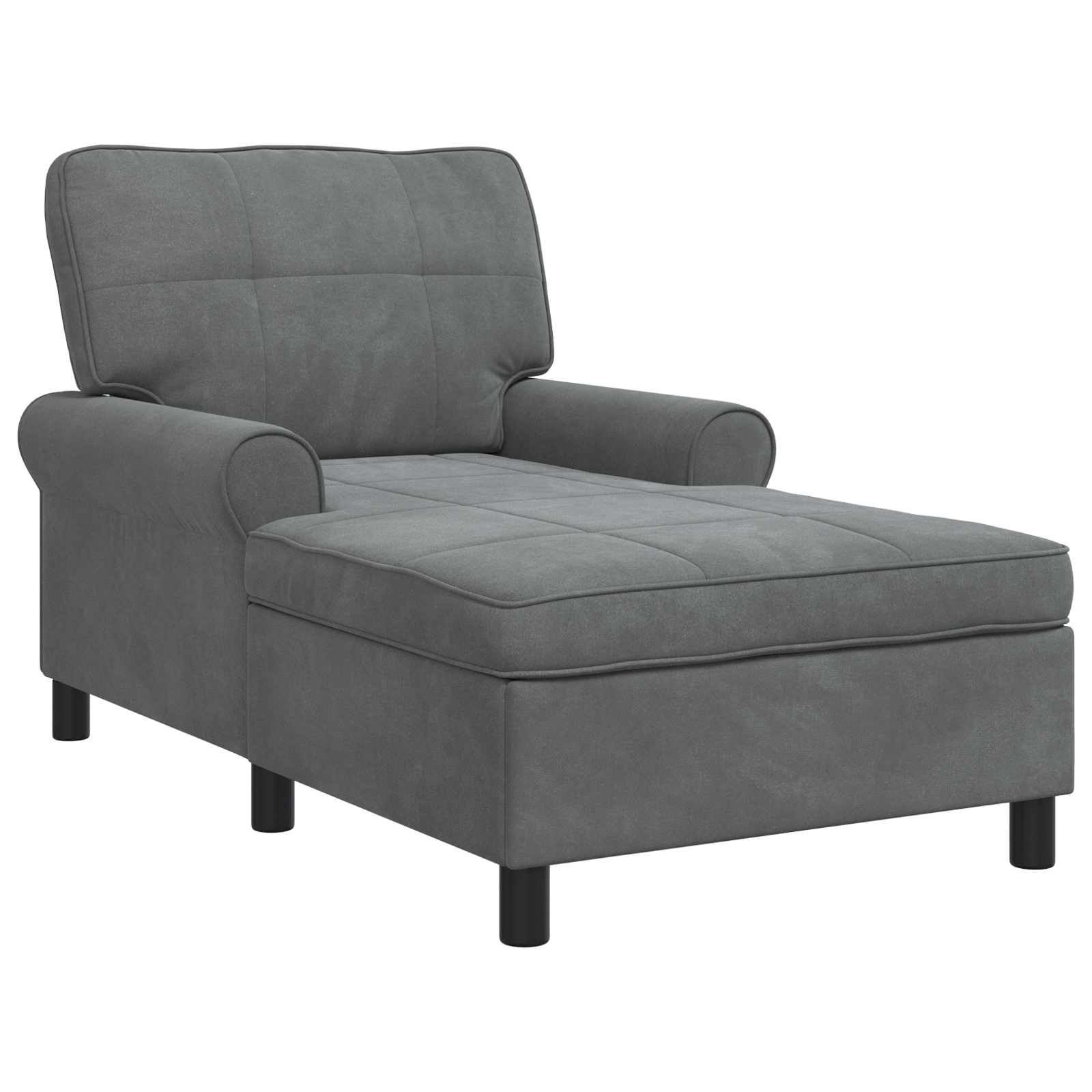 VidaXL Chaise Lounge met kussen Donkergrijs 91 x 157 x 91 cm Fluweel
