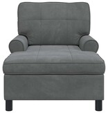 VidaXL Chaise Lounge met kussen Donkergrijs 91 x 157 x 91 cm Fluweel