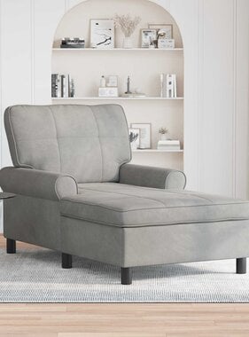 VidaXL Chaise Lounge met kussen Lichtgrijs 91 x 157 x 91 cm Fluweel