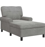 VidaXL Chaise Lounge met kussen Lichtgrijs 91 x 157 x 91 cm Fluweel